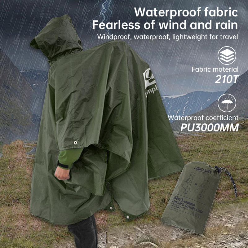 3-in-1 Outdoor Travel Rain Poncho
