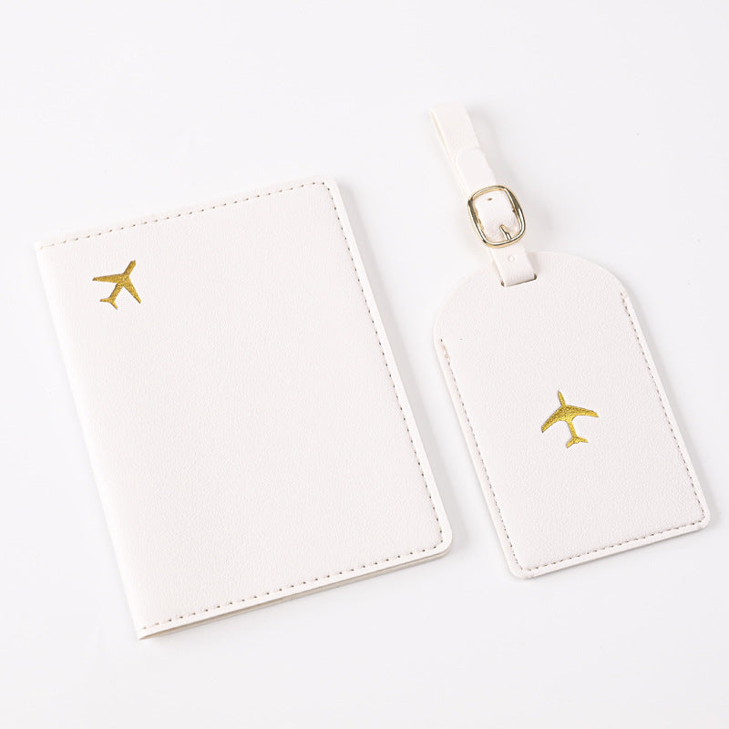 Creative Passport Holder & Luggage Tags – White Plane