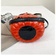 Pumpkin Shape Halloween Crossbody Bag Glossy Pvc Jack O Lantern Face Top Handle Handbag For Women