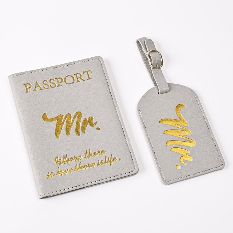 Creative Passport Holder & Luggage Tags – Light Gray Boy