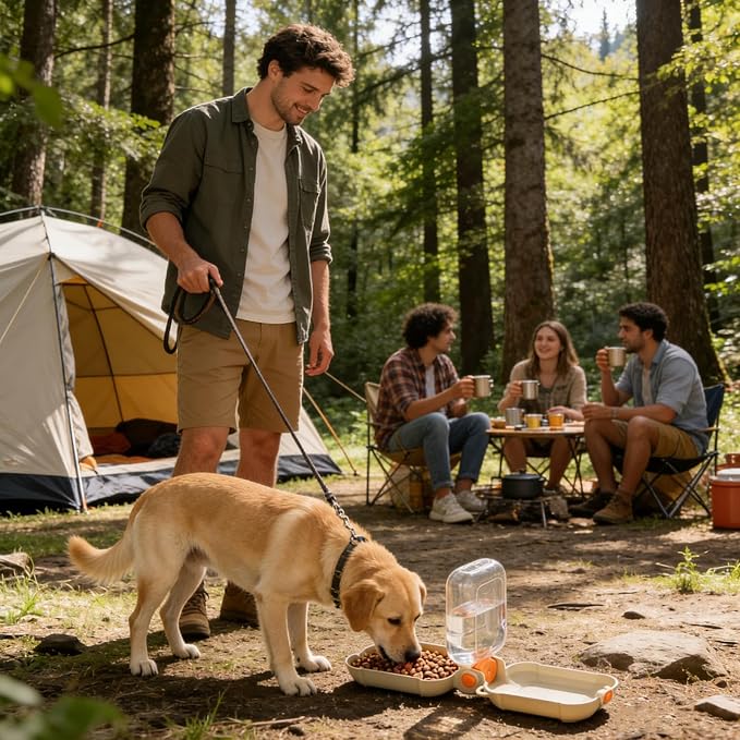 Dual-Use Folding Portable Pet Travel Feeder