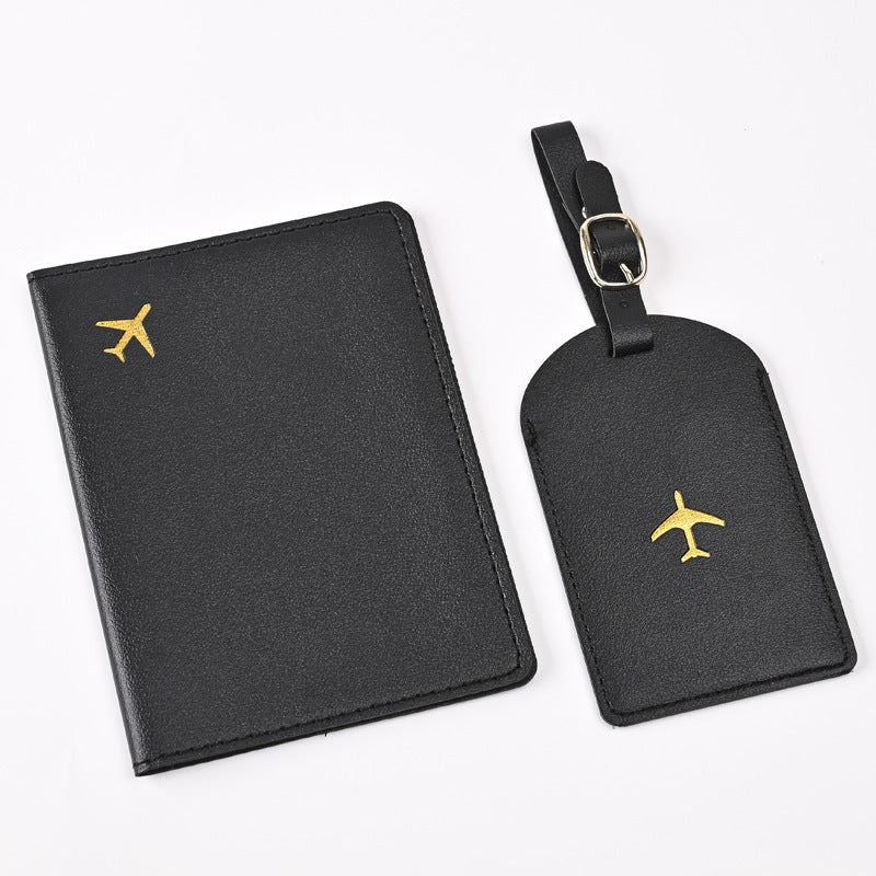 Creative Passport Holder & Luggage Tags – Black Aircraft