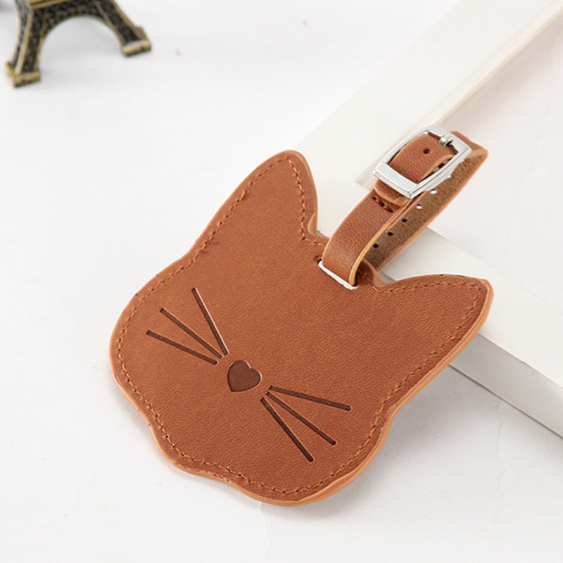 Cat Face Luggage Tags – Light Brown