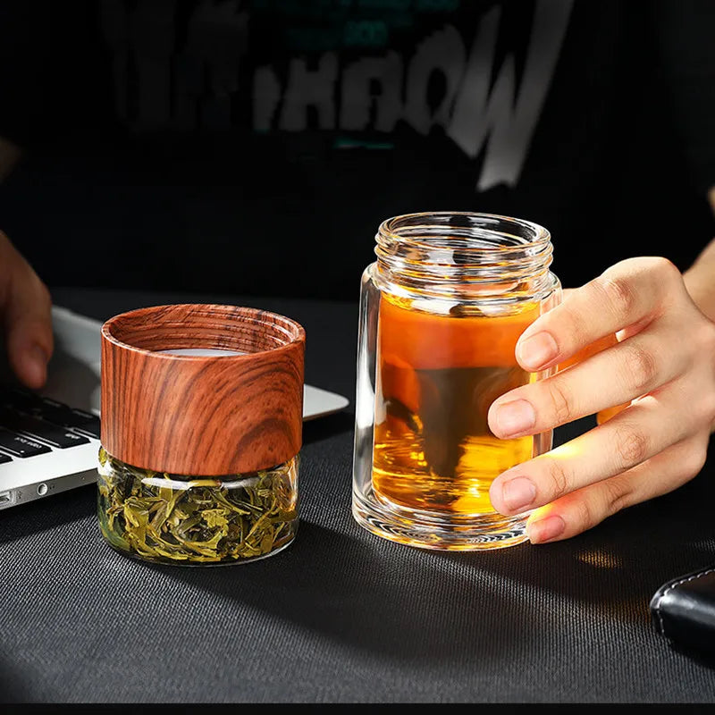 230ml Double-Wall Glass Travel Tea Mug