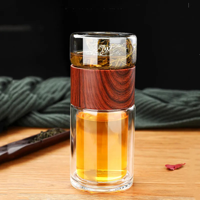 230ml Double-Wall Glass Travel Tea Mug
