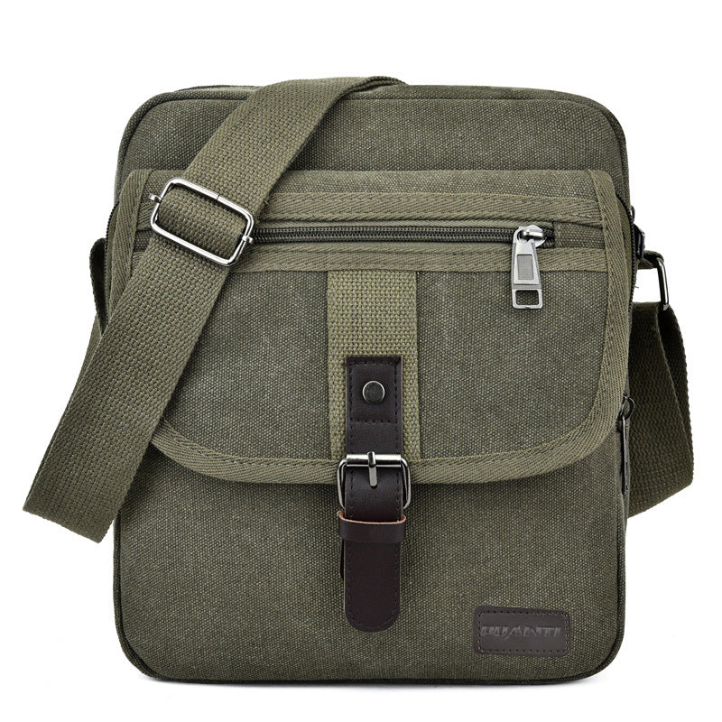 Herren-Umhängetasche aus Segeltuch mit mehreren Taschen und Patte