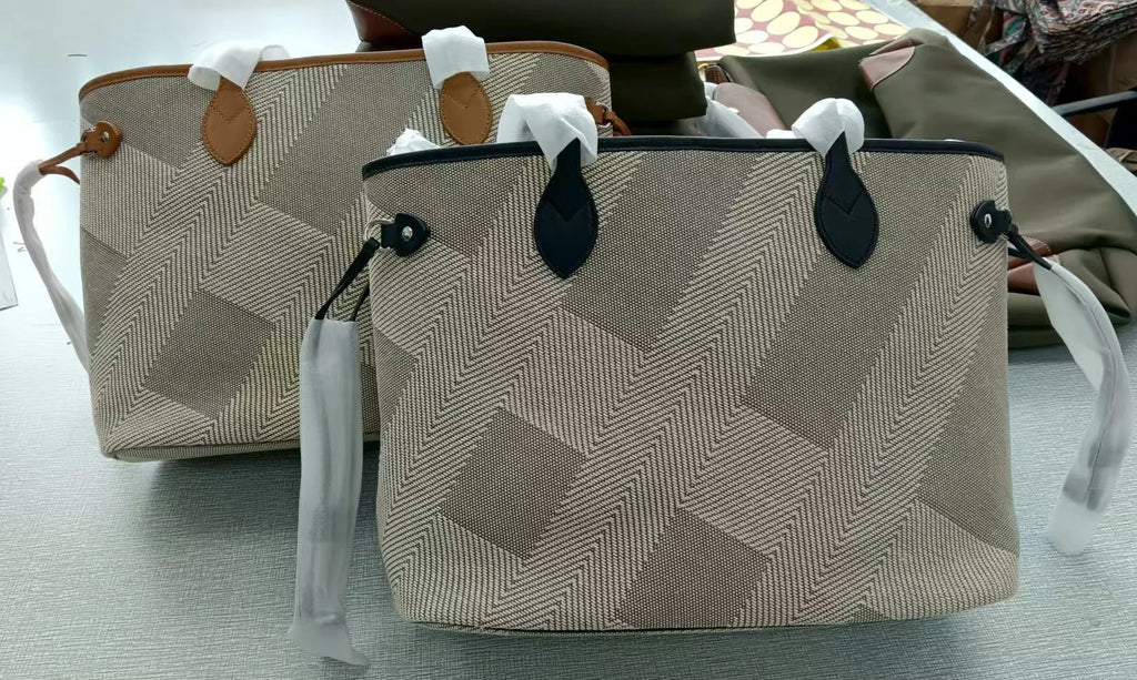 Luna Herringbone Leather-Trim Tote