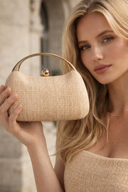 Woven-Texture Chain-Trim Minaudière