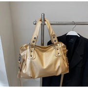 Textured Faux-Leather Convertible Bag with Zip Top