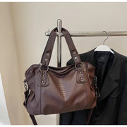 Textured Faux-Leather Convertible Bag with Zip Top