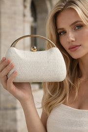 Woven-Texture Chain-Trim Minaudière