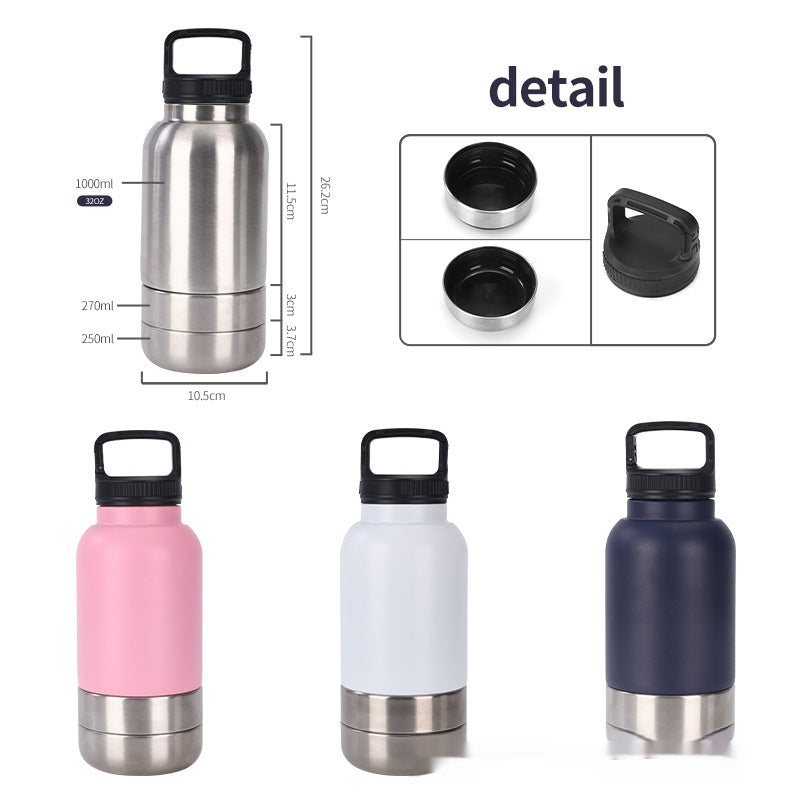 Outdoor Thermal Pet Feeder Water Bottle Screw-on Pet Travel product image 2