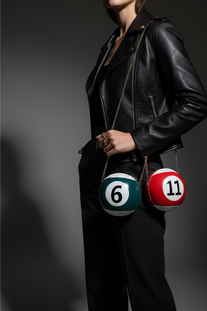 Billiard Ball Bags black leather lifestyle