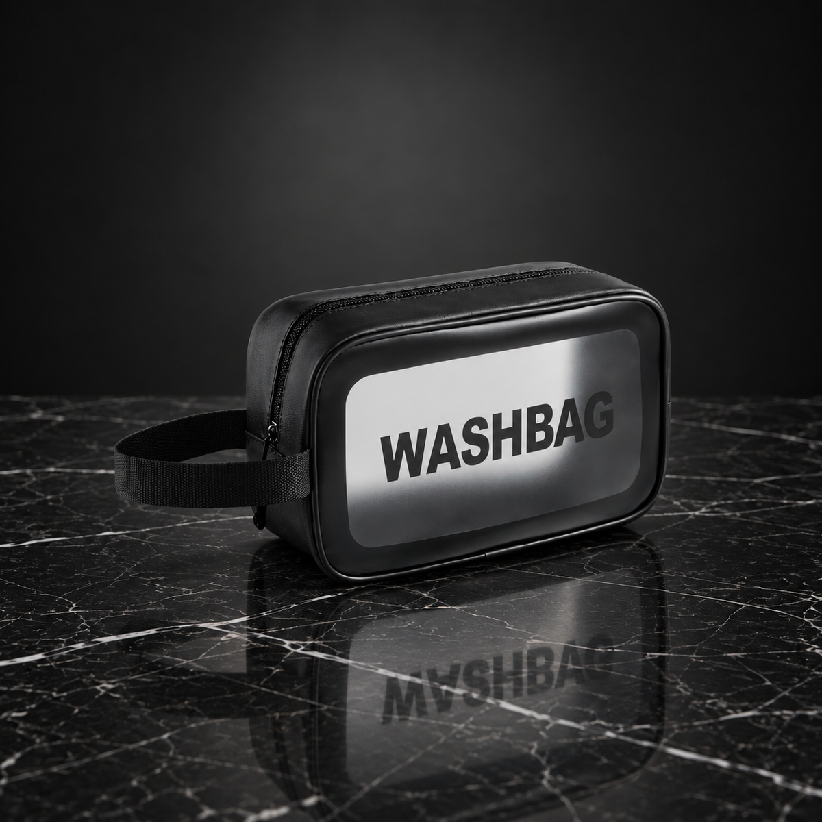 Black Small frosted travel wash bag