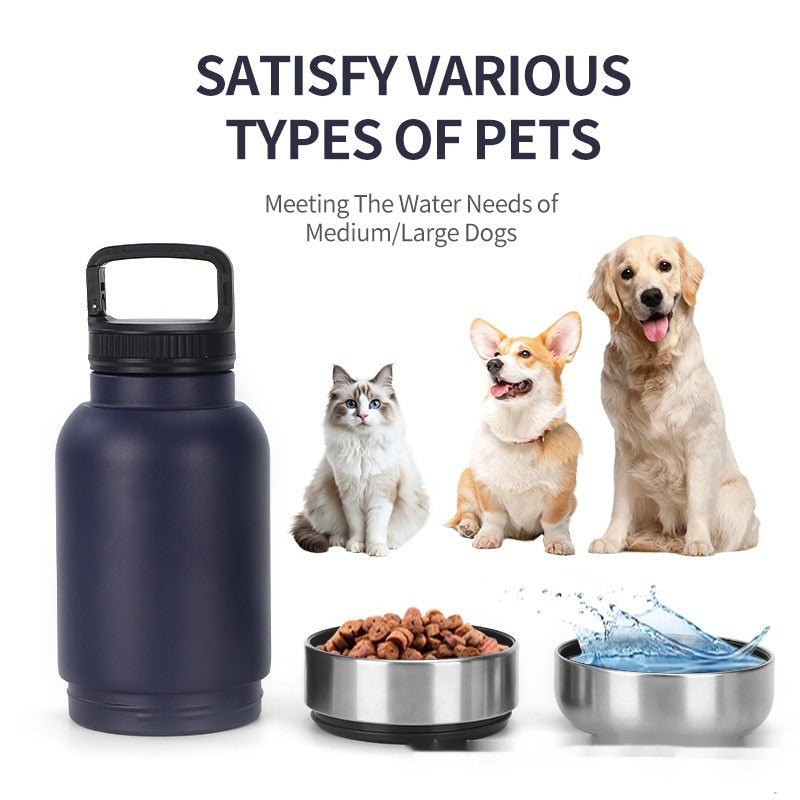 Outdoor Thermal Pet Feeder Water Bottle Screw-on Pet Travel main product image