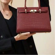 Red Scarlet Crocodile-Embossed Genuine Leather Bag