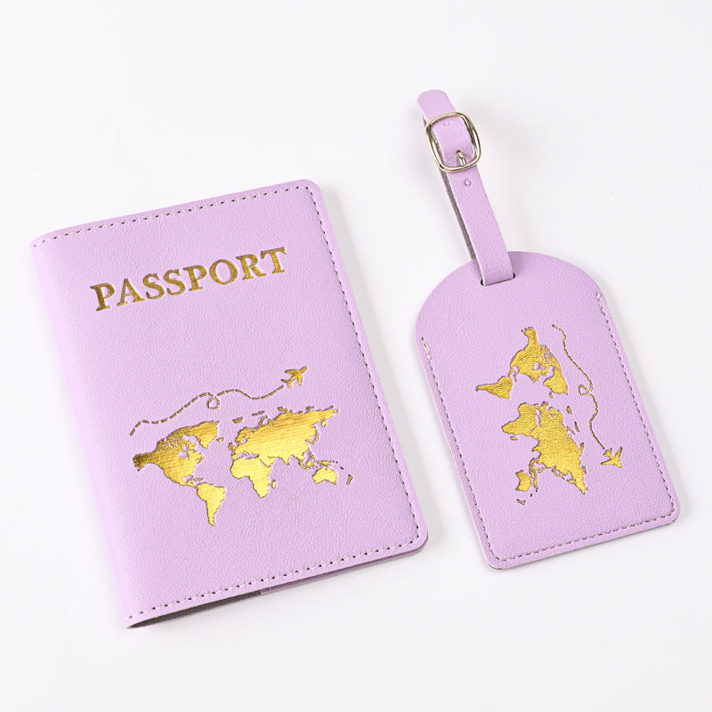 Creative Passport Holder & Luggage Tags – Purple Map