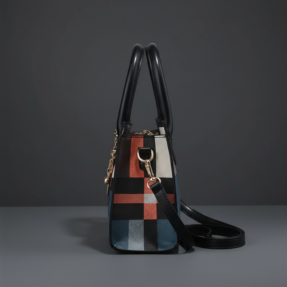 Exact plaid tote side-view crop