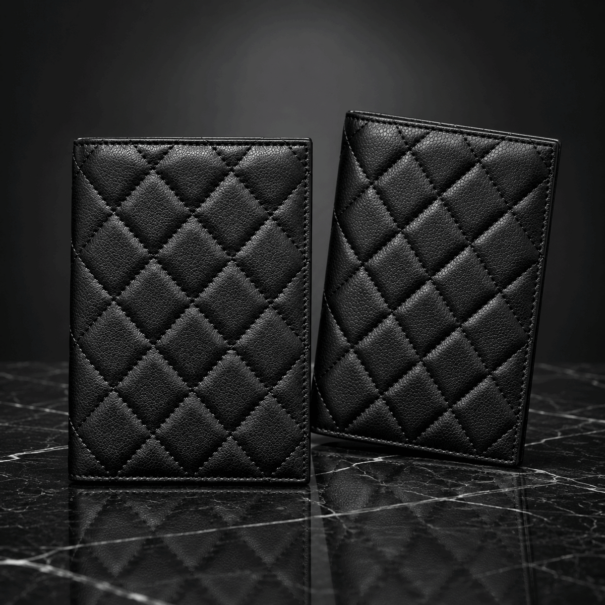 Sheepskin or Cowhide Diamond Patterned Passport Holder