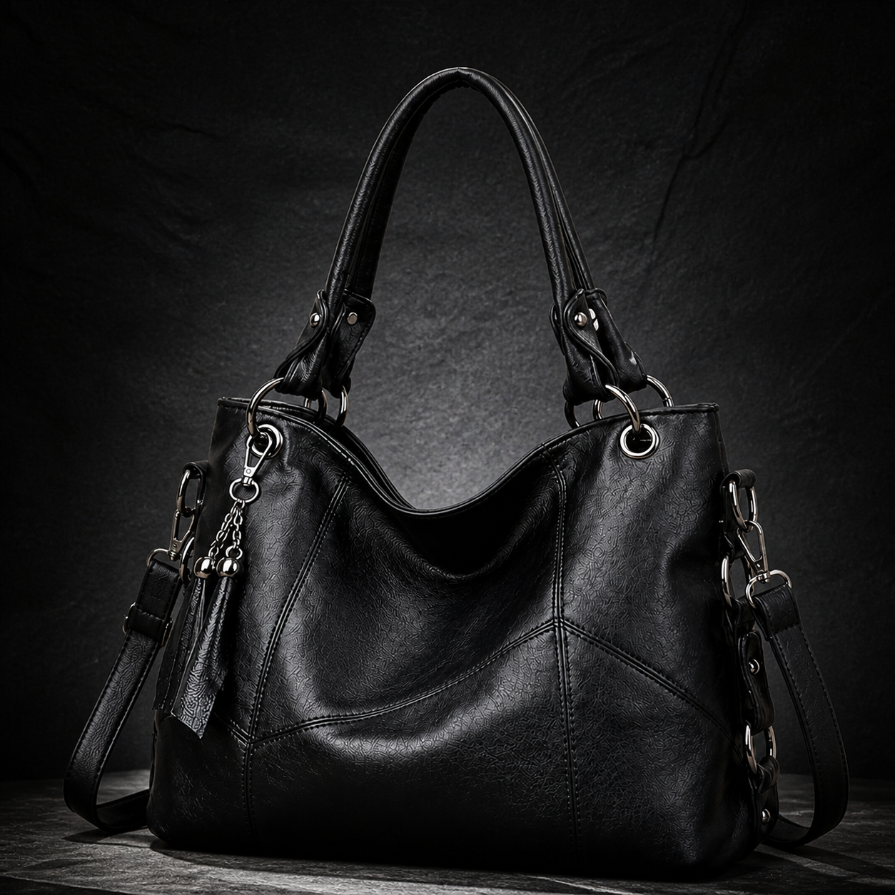 Handtasche aus weichem Leder mit Quaste
