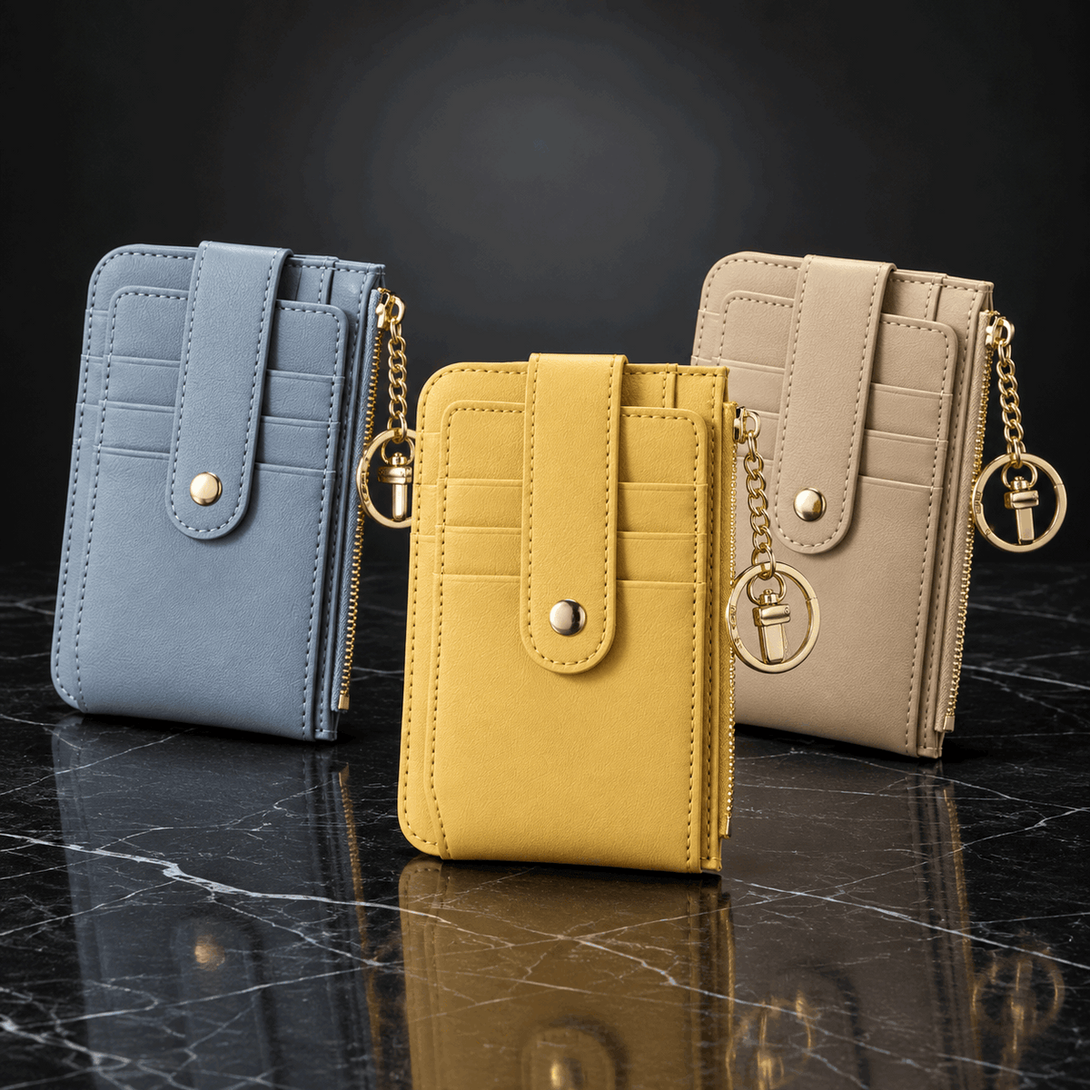 Slim Passport Document Holder With Keychain