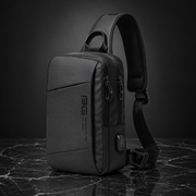 Front view of the BANGE Casual Outdoor USB Backpack highlighting its modern design and integrated USB charging port.