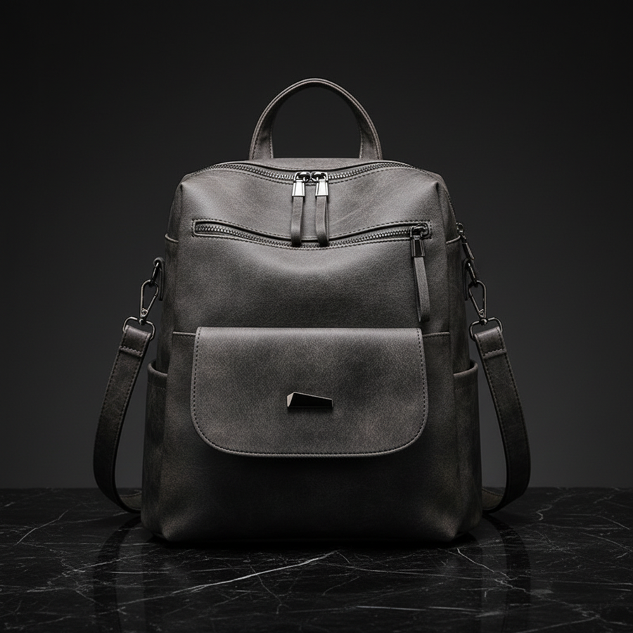 Marbled Faux Multi-Pocket Backpack