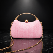 Woven-Texture Chain-Trim Minaudière