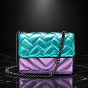 Metallic Patchwork Quilted Crossbody Bag