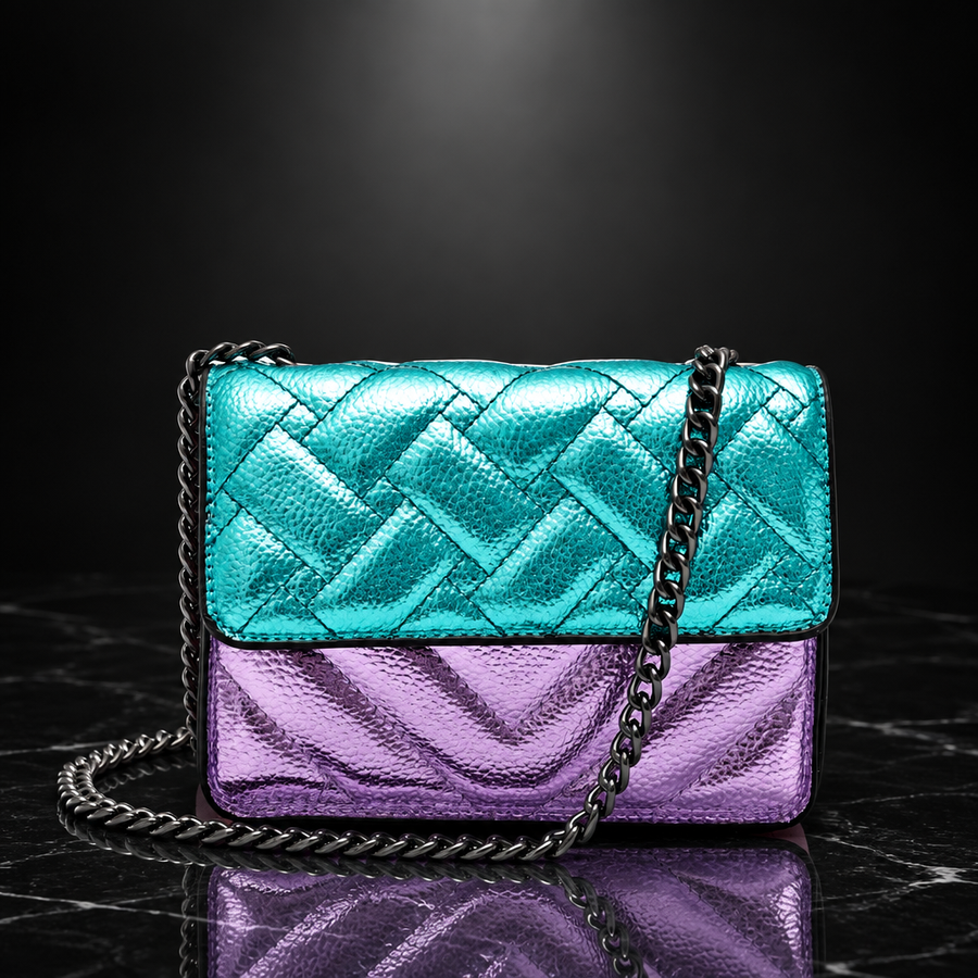 Metallic Patchwork Quilted Crossbody Bag
