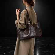 Wax Finish Faux-Leather Vintage Tote