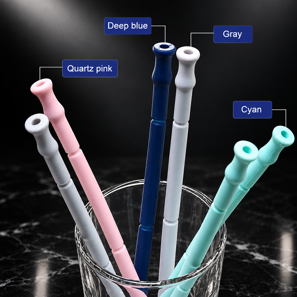 Collapsible Silicone Travel Straw with Case