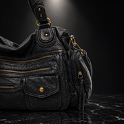 Rivet-Detail Washed-Finish Shoulder Bag