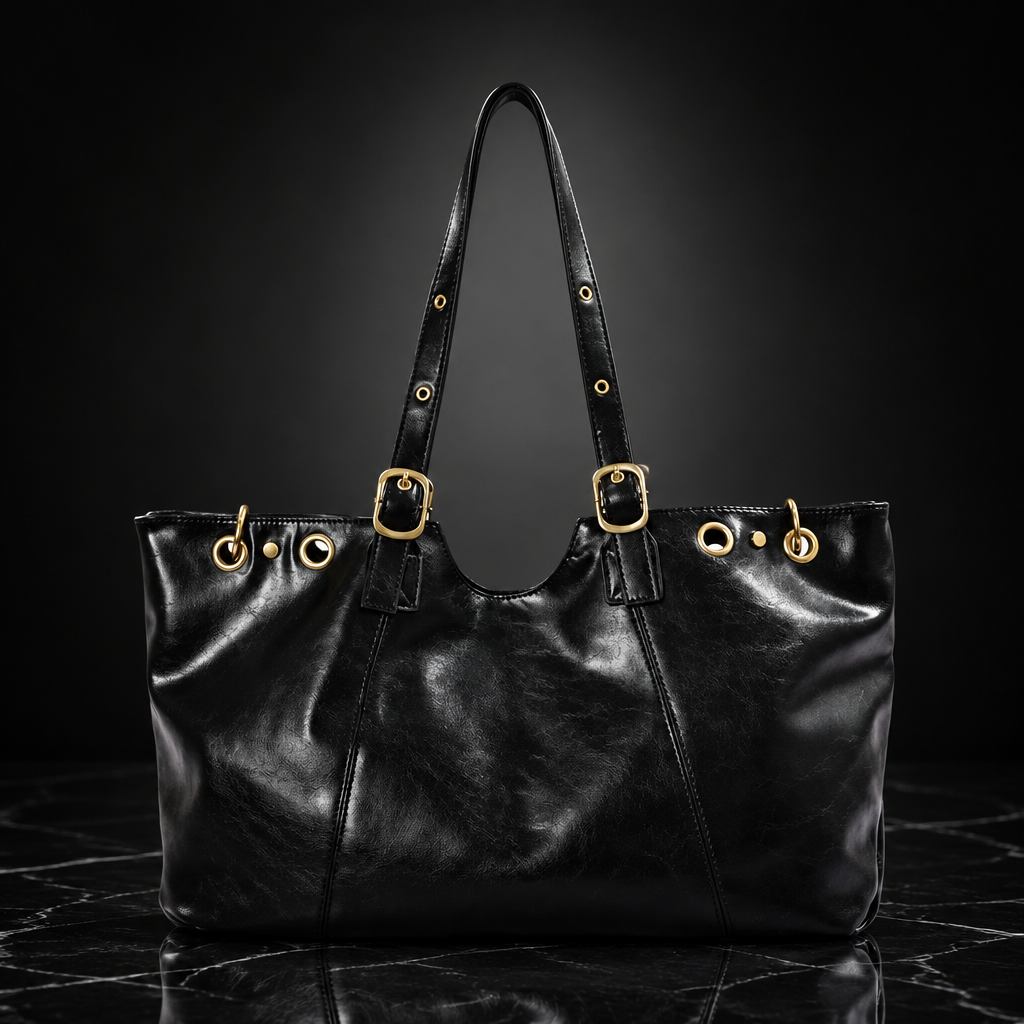 Wax Finish Faux-Leather Vintage Tote