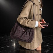 Plaid Drawstring Commuter Shoulder Bag