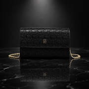 Faux Leather Chain-Strap Clutch Bag