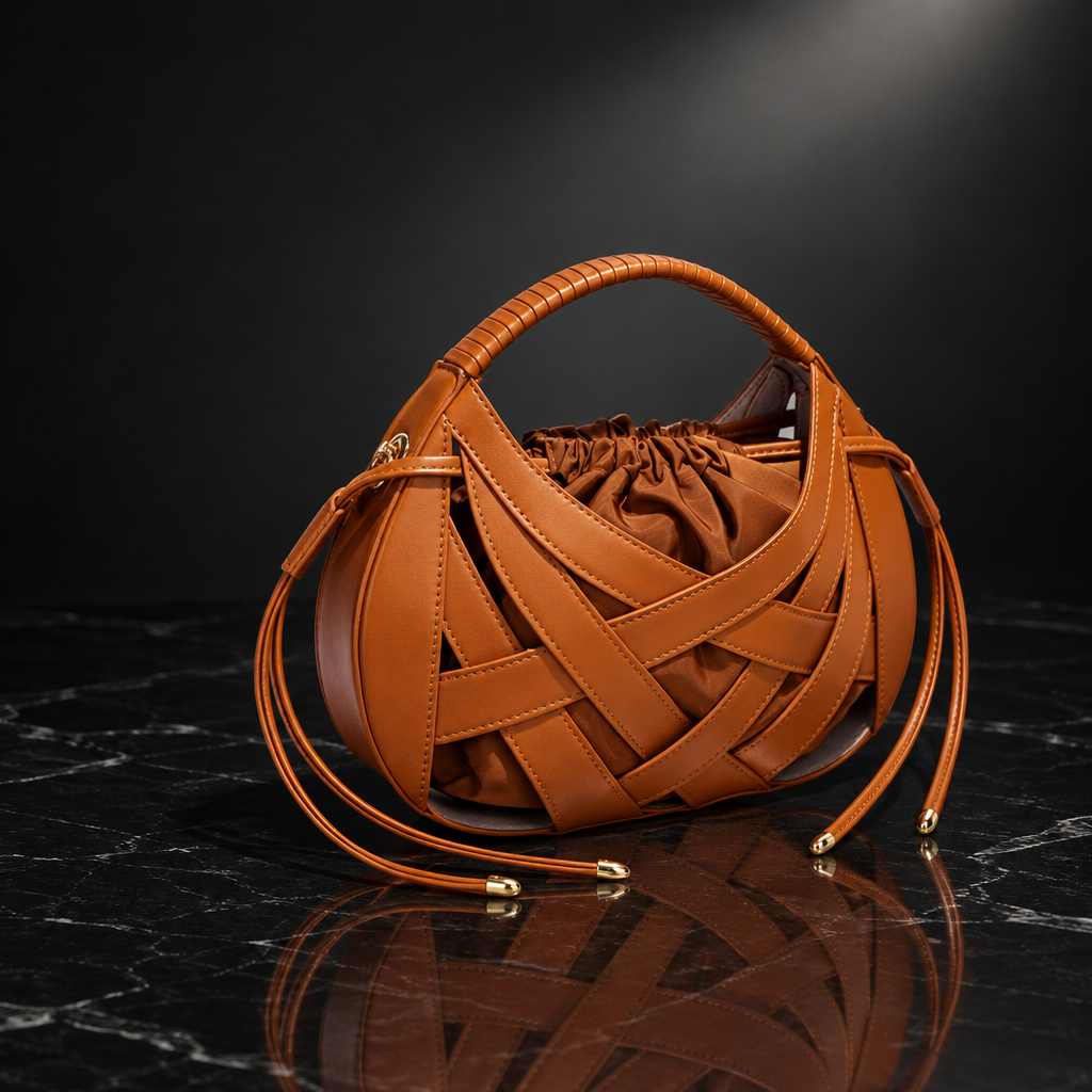 Faux-Leather Drawstring Handbag