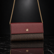 Faux Leather Chain-Strap Clutch Bag