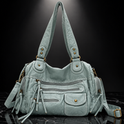 Rivet-Detail Washed-Finish Shoulder Bag