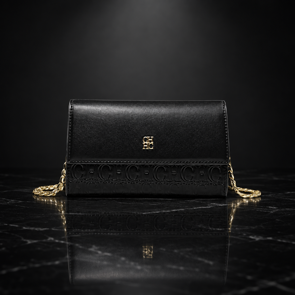 Faux Leather Chain-Strap Clutch Bag