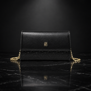 Faux Leather Chain-Strap Clutch Bag