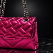 Quilted Metallic Flap Shoulder Bag