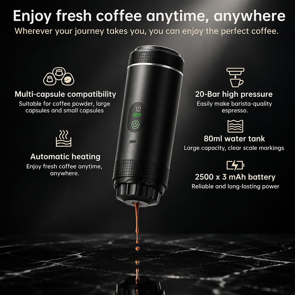 Portable 3-in-1 Espresso Machine with Digital Display