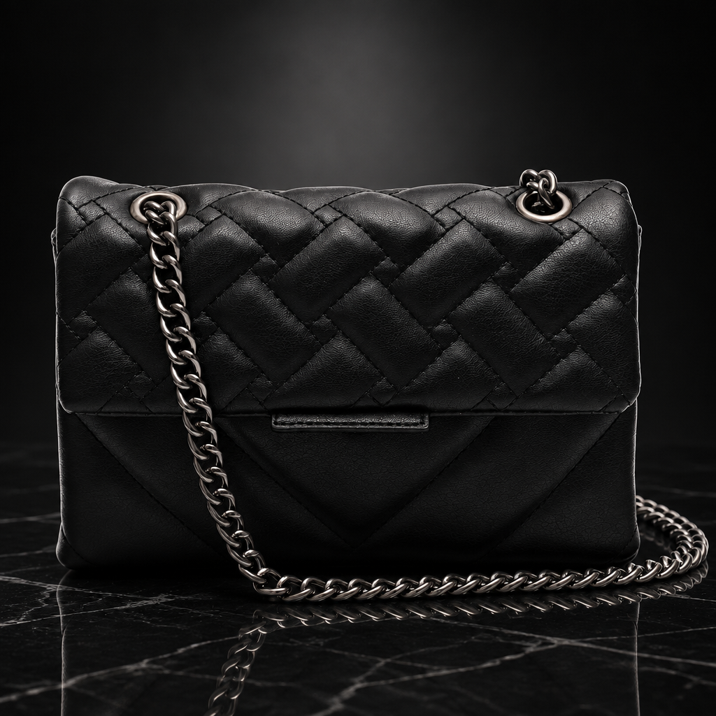 Quilted Metallic Flap Shoulder Bag