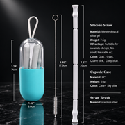 Collapsible Silicone Travel Straw with Case