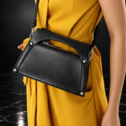 Metal-Frame Buckle Faux-Leather Top-Handle Bag