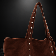 Rivet-Trim Faux-Suede Tote with Coin Purse