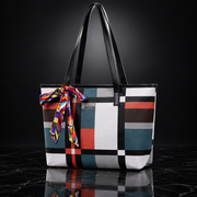 Plaid Print Large Capacity Tote Bag