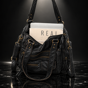 Rivet-Detail Washed-Finish Shoulder Bag
