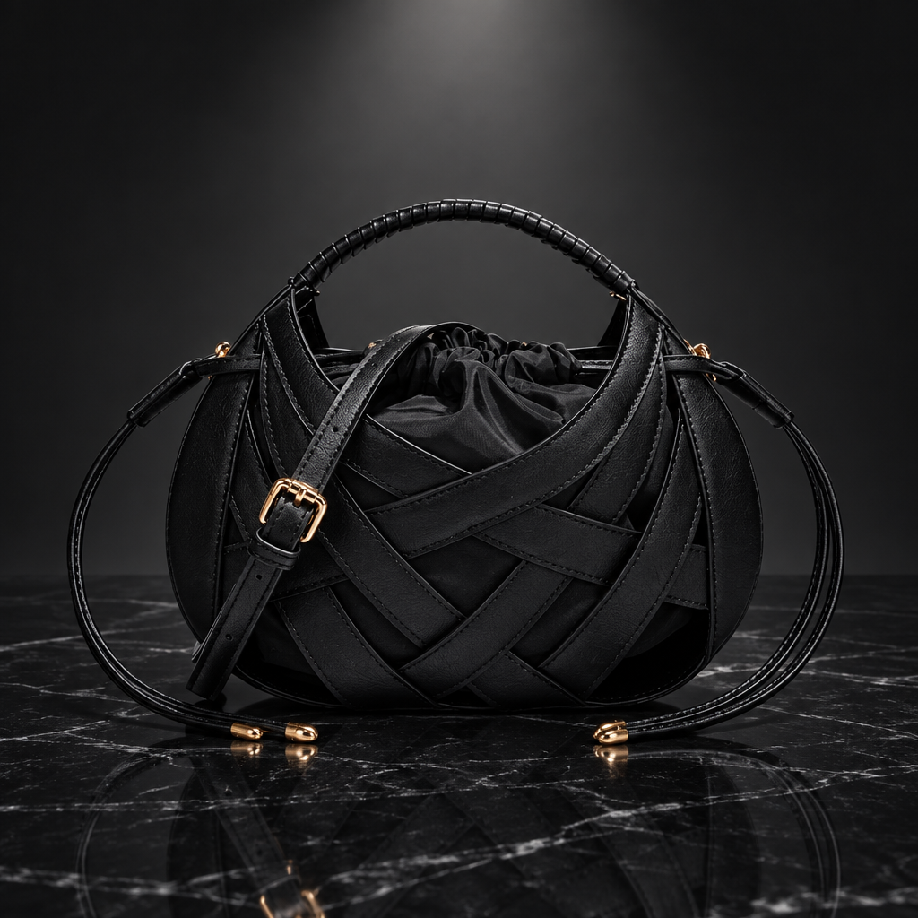 Faux-Leather Drawstring Handbag